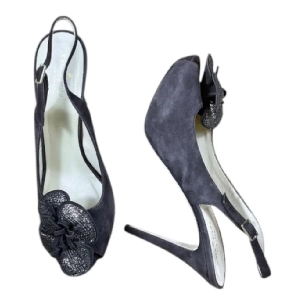 Kate Spade Pumps Suede Peep Toe Slingback Platform Brown (9.5)